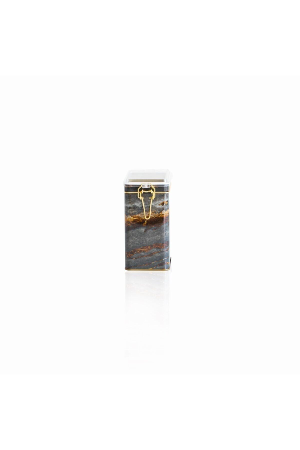 EVLE-Ef043-h8 Rock And Gold Patterned Rectangular Metal Storage Container 8x10 Cm 2