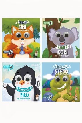 Sincap Simi - Koala Kori - Dinozor Stego - Penguen Piku Bu Kocaman Gözler Kimin Seti 4 Kitap Simikoristegopiku