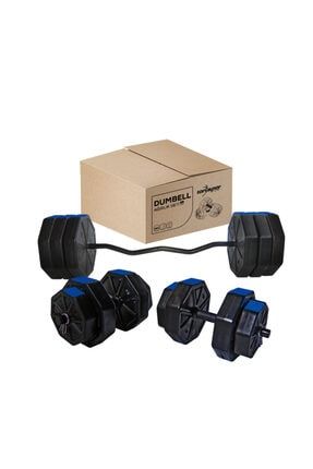 90 Kg Z Bar Dambıl -halter - Ağırlık - Vücut Geliştirme - Fitness Set Mavi Kapaklı 90KGRED02