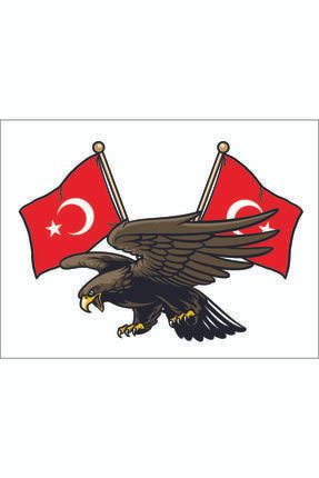 Kartal Türk Bayrağı Ay Yıldız Sticker (9x6,5 cm) 00941 00941-3