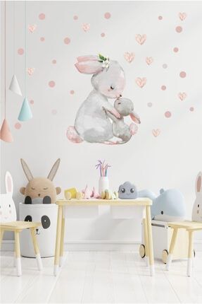 Sevimli Tavşanlar Kalp Ve Puantiyeler Çocuk Odası Duvar Sticker bkds081