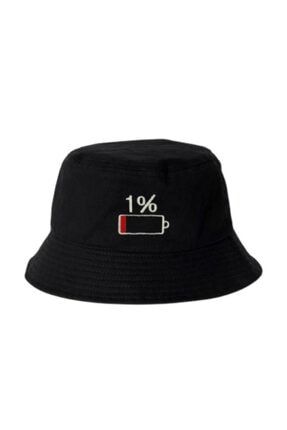 Siyah %1 Şarj Balıkçı Şapka Bucket Hat HMN-232