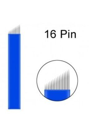 20 Adet 16 Pin Mavi Kalıcı Makyaj Dövme Microblading Iğnesi 1299Mavi16