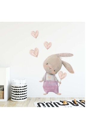 Pembe Tulumlu Tavşan Yeni Sezon Çocuk Odası Duvar Çıkartmaları Sticker Pvc klptvs