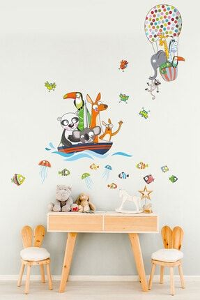 Kanguru Ve Uçan Balonlu Arkadaşlar Ikili Set Çocuk Odası Duvar Sticker CS-974