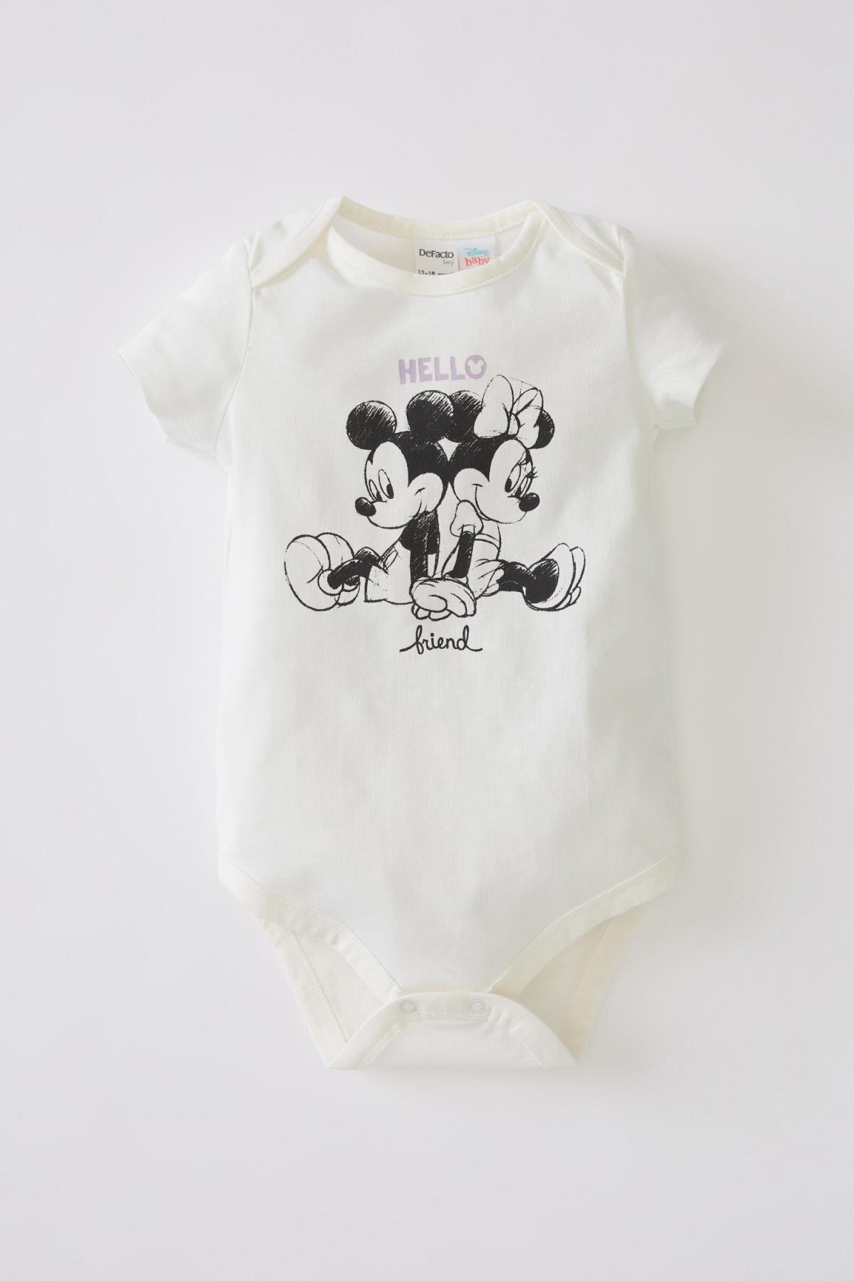 DeFacto Kız Bebek Minnie Mouse Lisanslı Pamuklu Kısa Kollu Çıtçıtlı Body