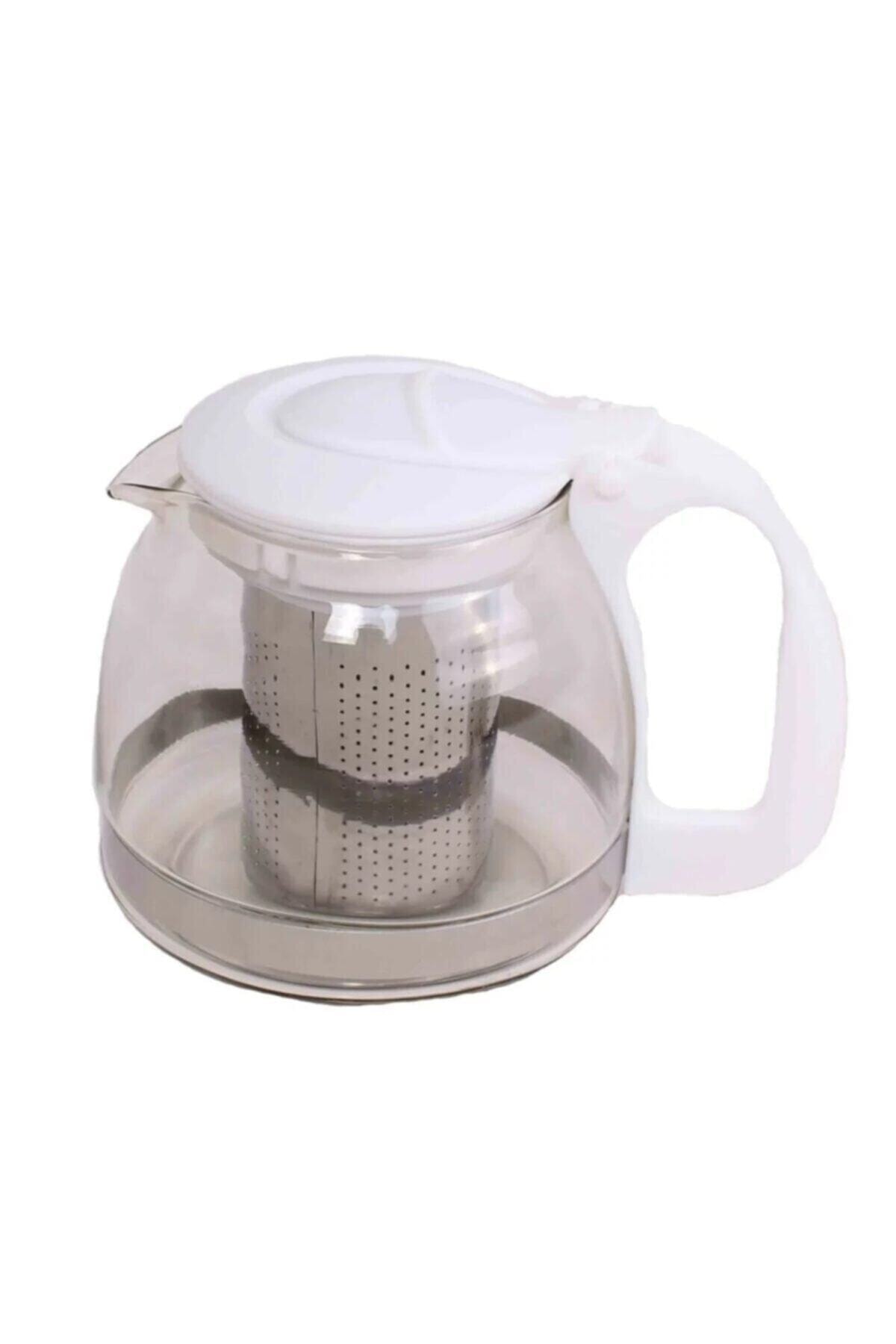 Paçi 900 Ml.çelik Süzgeçli Cam Demlik Beyaz Beyaz