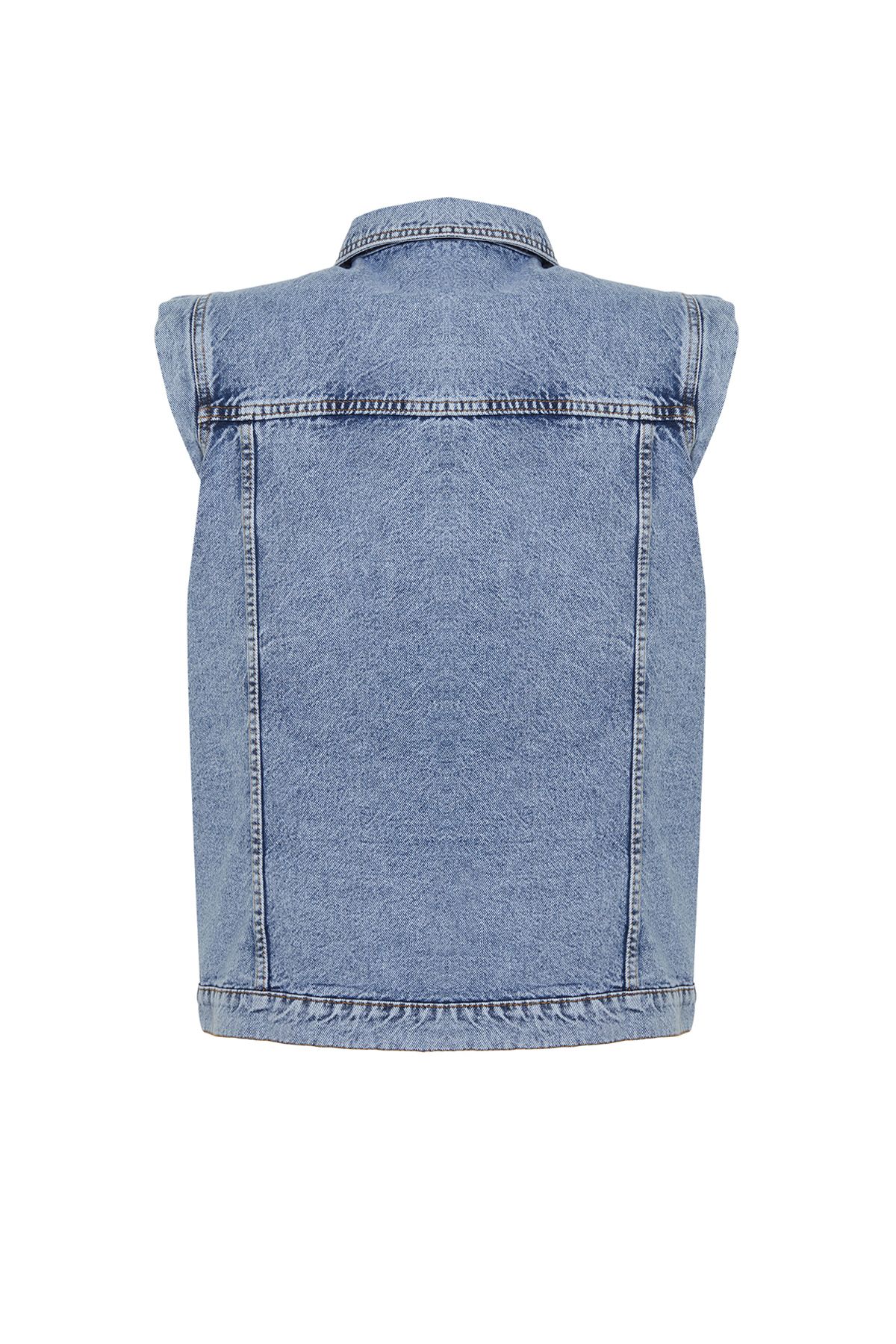 Trendyol Curve-Hellblaue Jeansweste TBSSS24BH00004 8
