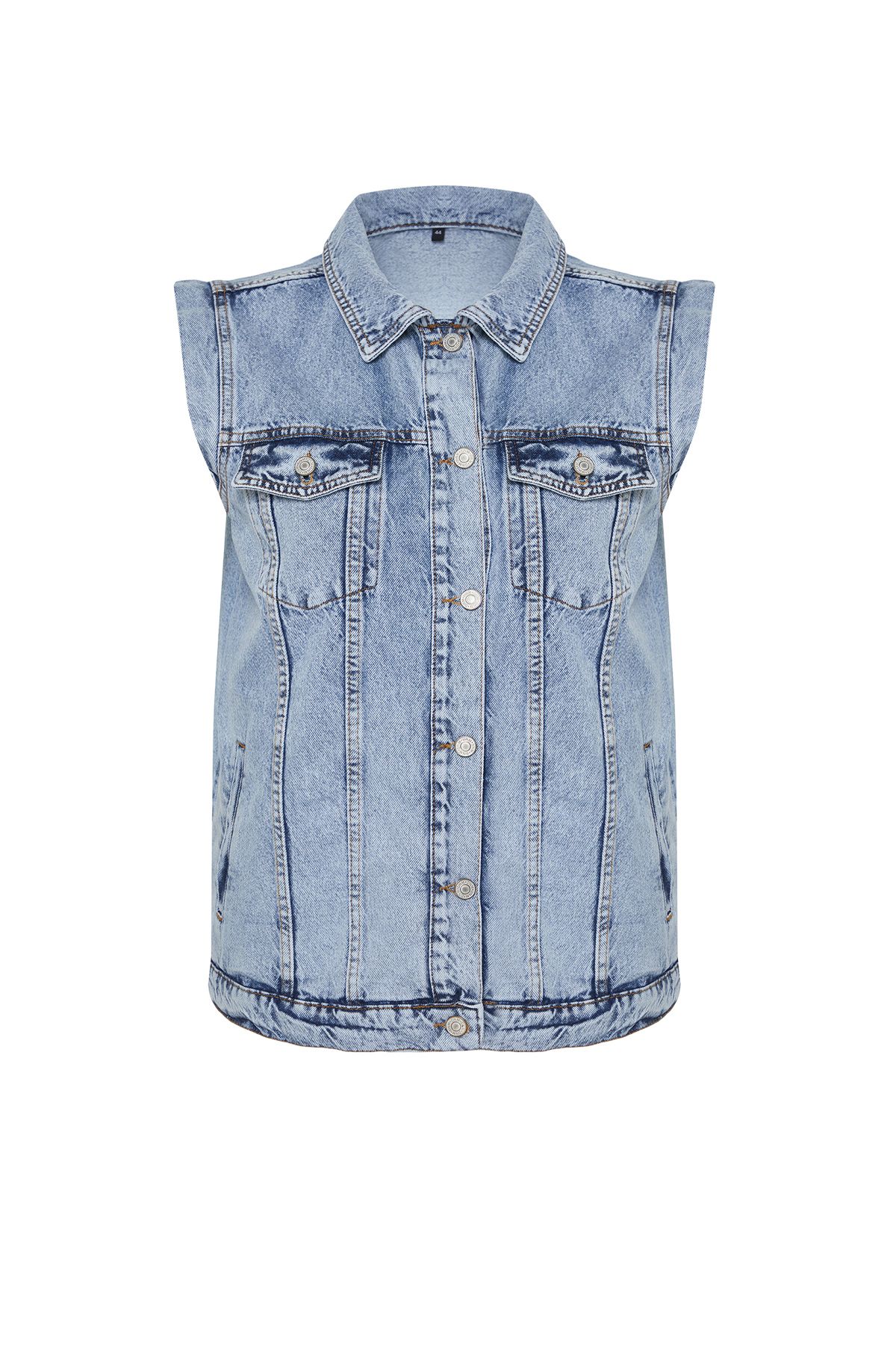 Trendyol Curve-Hellblaue Jeansweste TBSSS24BH00004 7