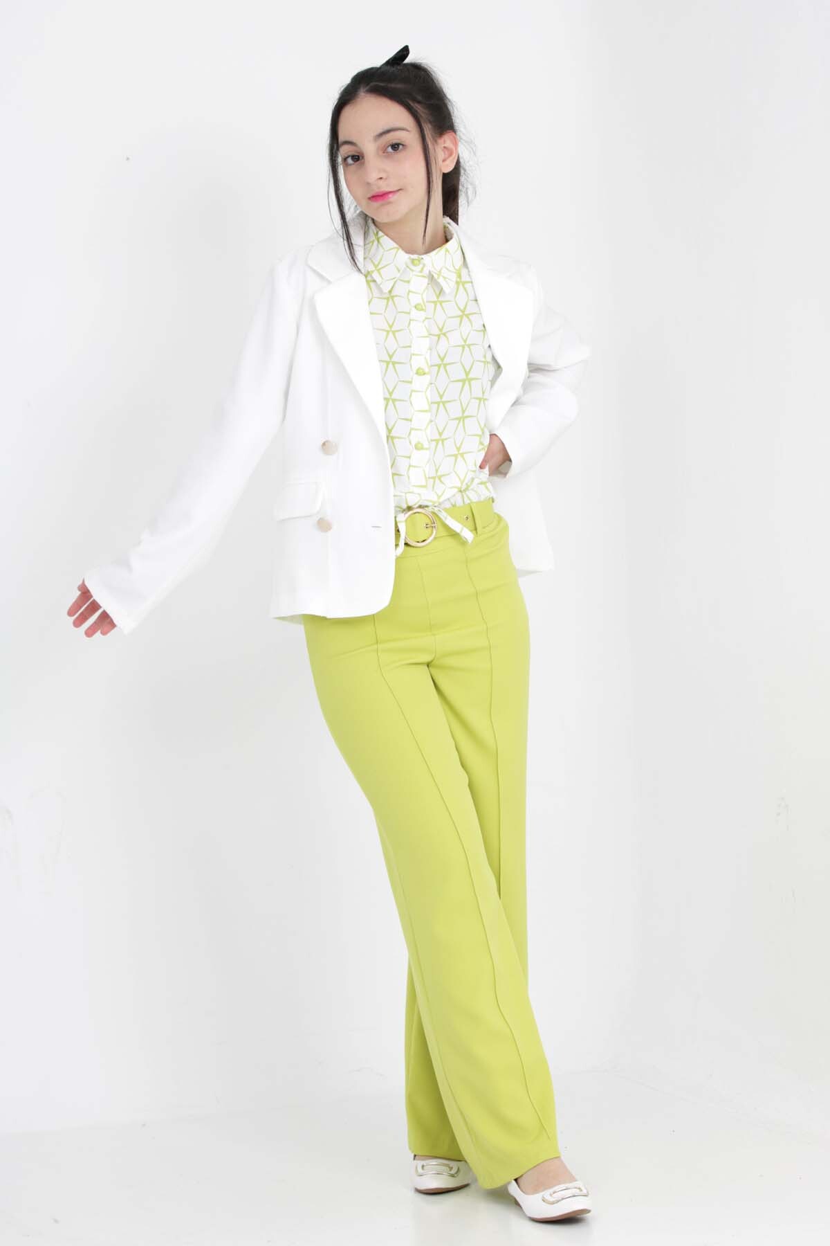 Girls Suit 3-Piece Set Blazer Jacket-Blouse-Pants