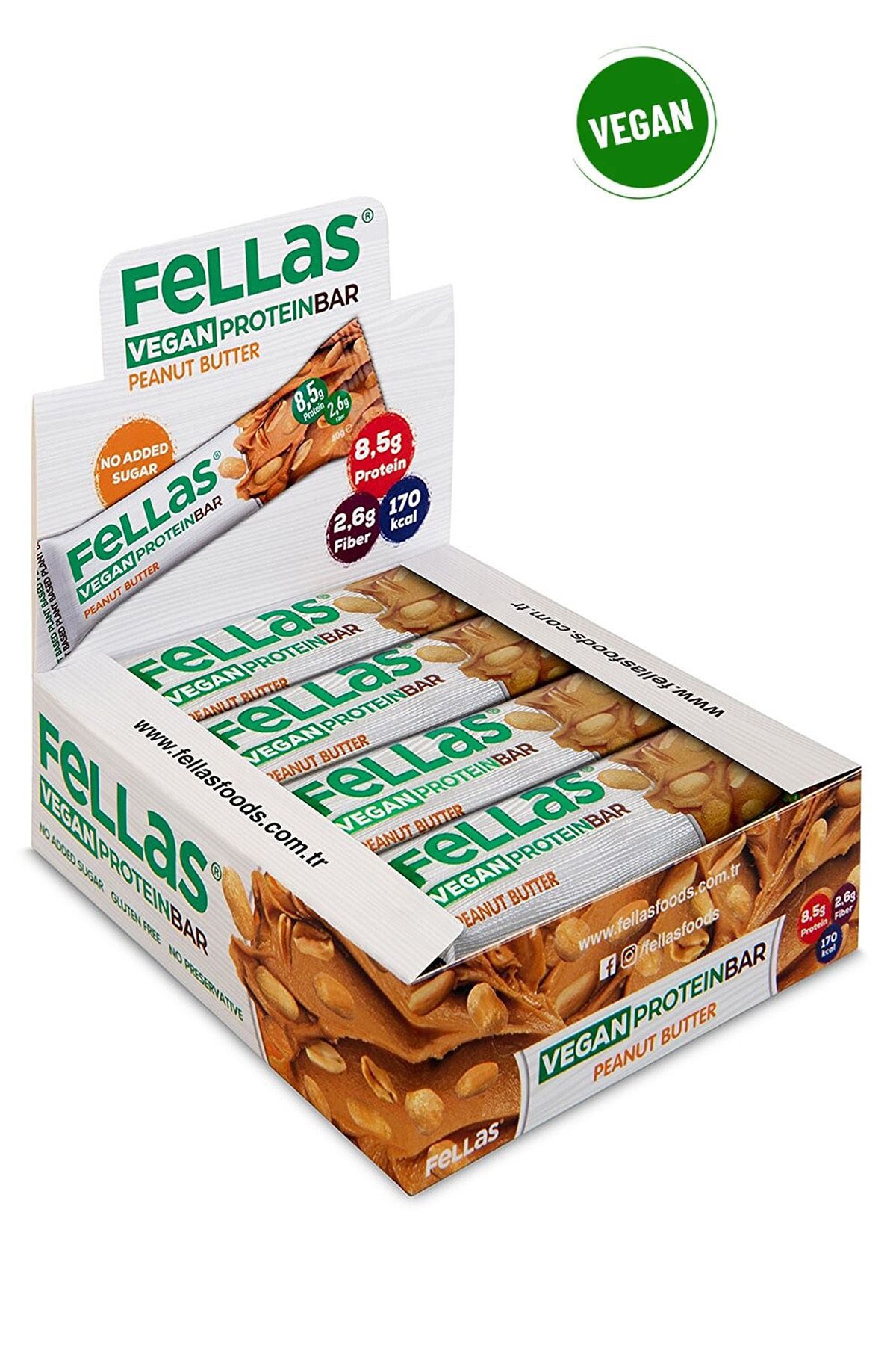 Fellas Vegan Protein Bar - Yer Fıstığı Ezmeli 40g X 12 Adet