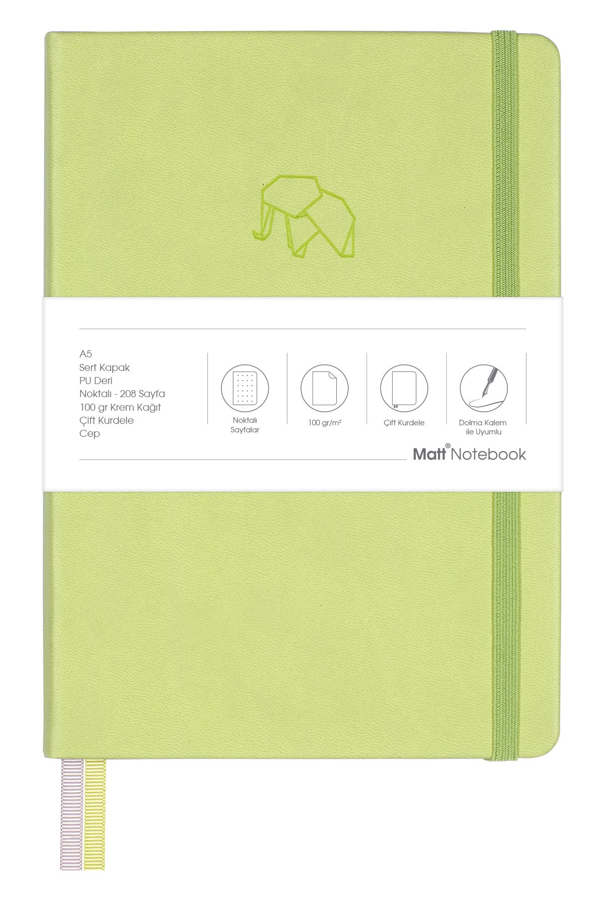 Matt Notebook-A5 Notebook Dotted Light Green 6