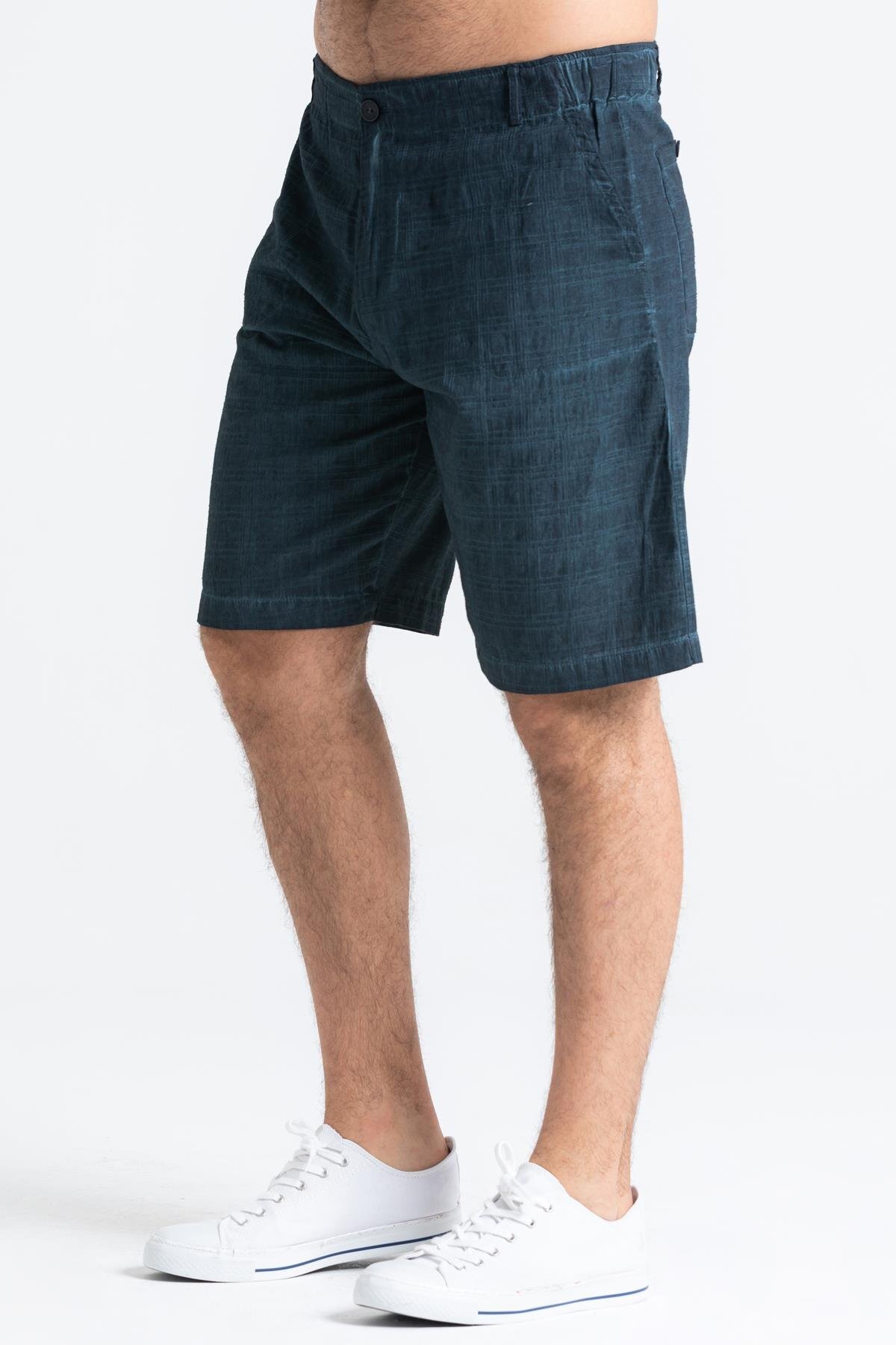 Mediterranean Şile Cloth Men's Shorts with Pocket Green 9014