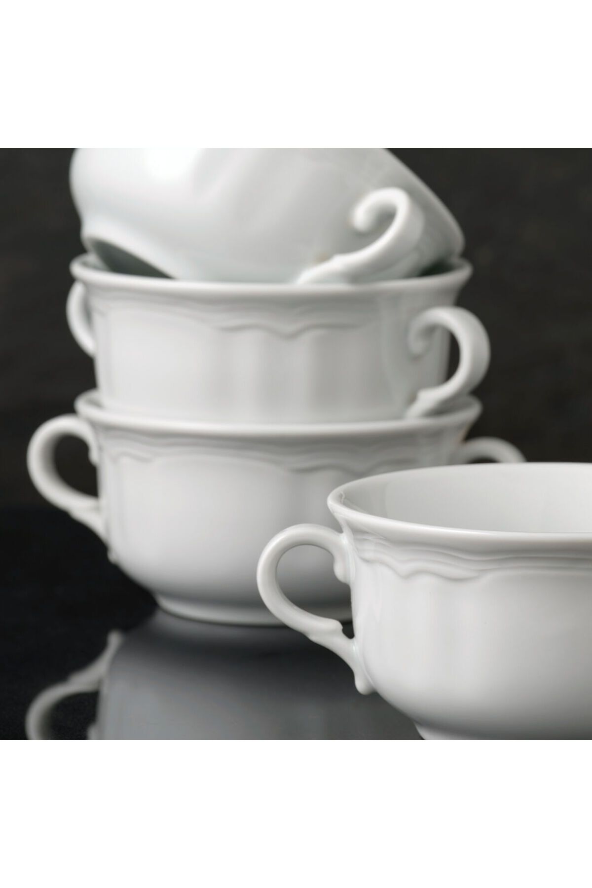 Güral Porselen-GÜRAL PORCELAIN VENICE 4 PIECES 12 CM Soup BOWL WITH HANDLES 3