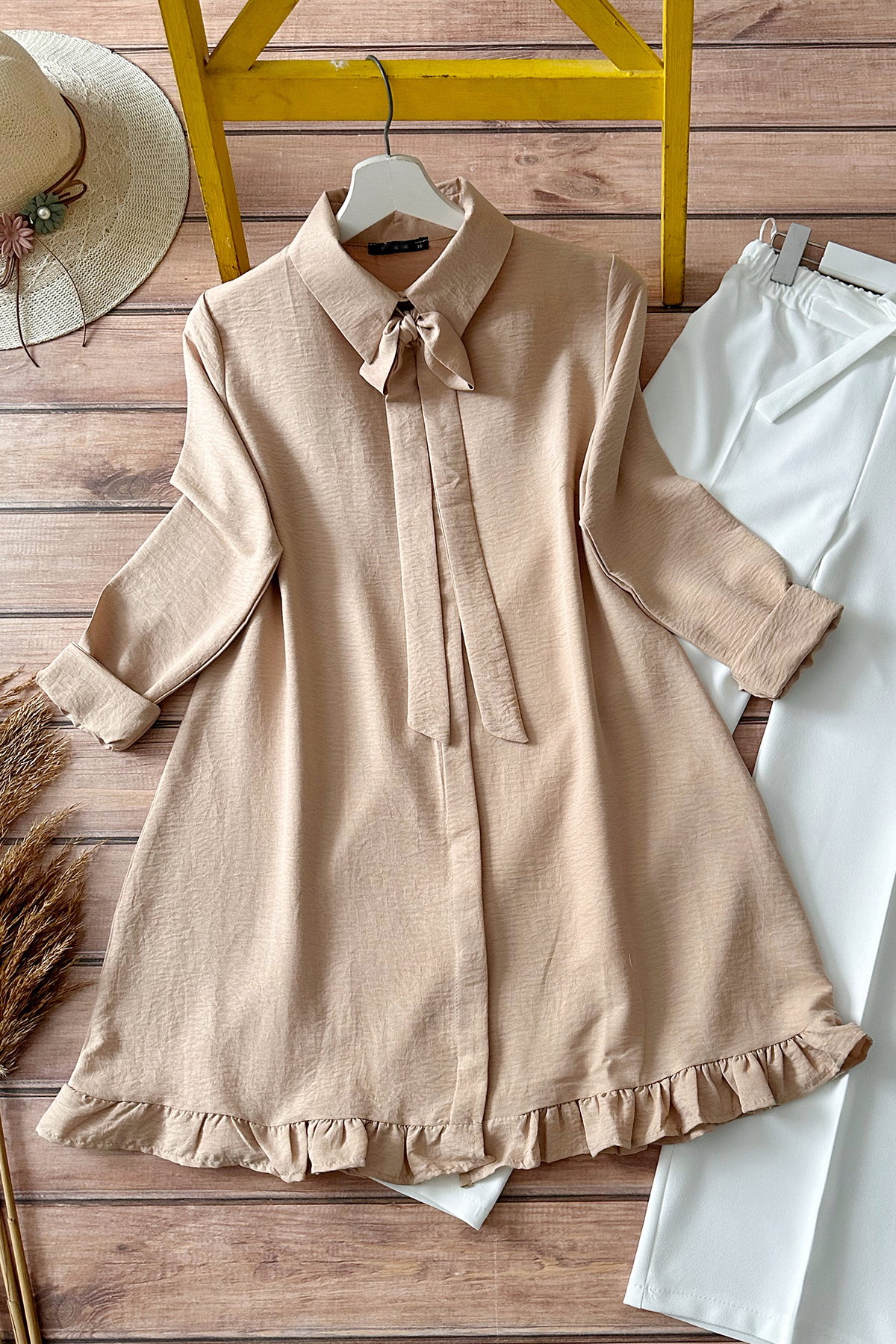 Ruffled Tunic Mq3989 - Beige