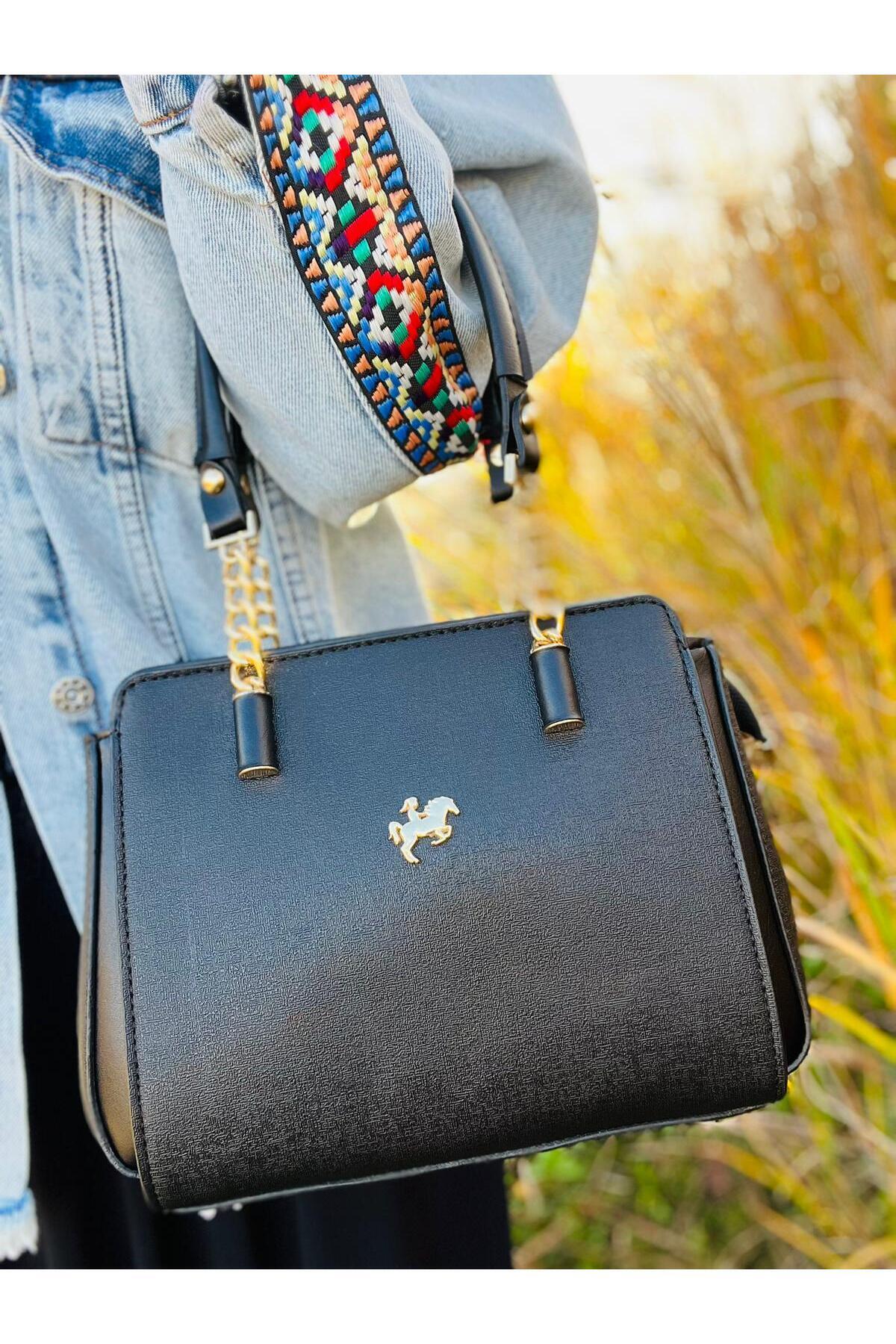 Miami Polo Club Gold Women's Shoulder Bag with Accessory Detail
