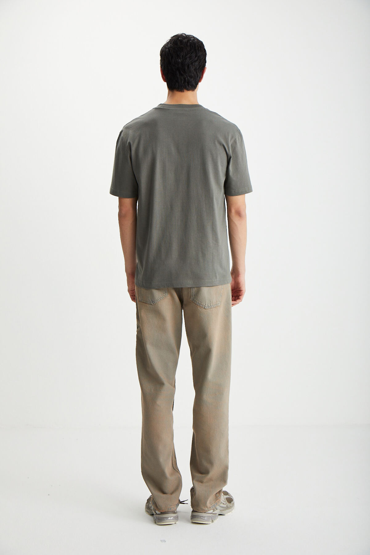 GRIMELANGE  RAMADANP018 Erkek %100Pamuk Bisiklet Yaka Baskılı Gri T-Shirt - Görsel 2