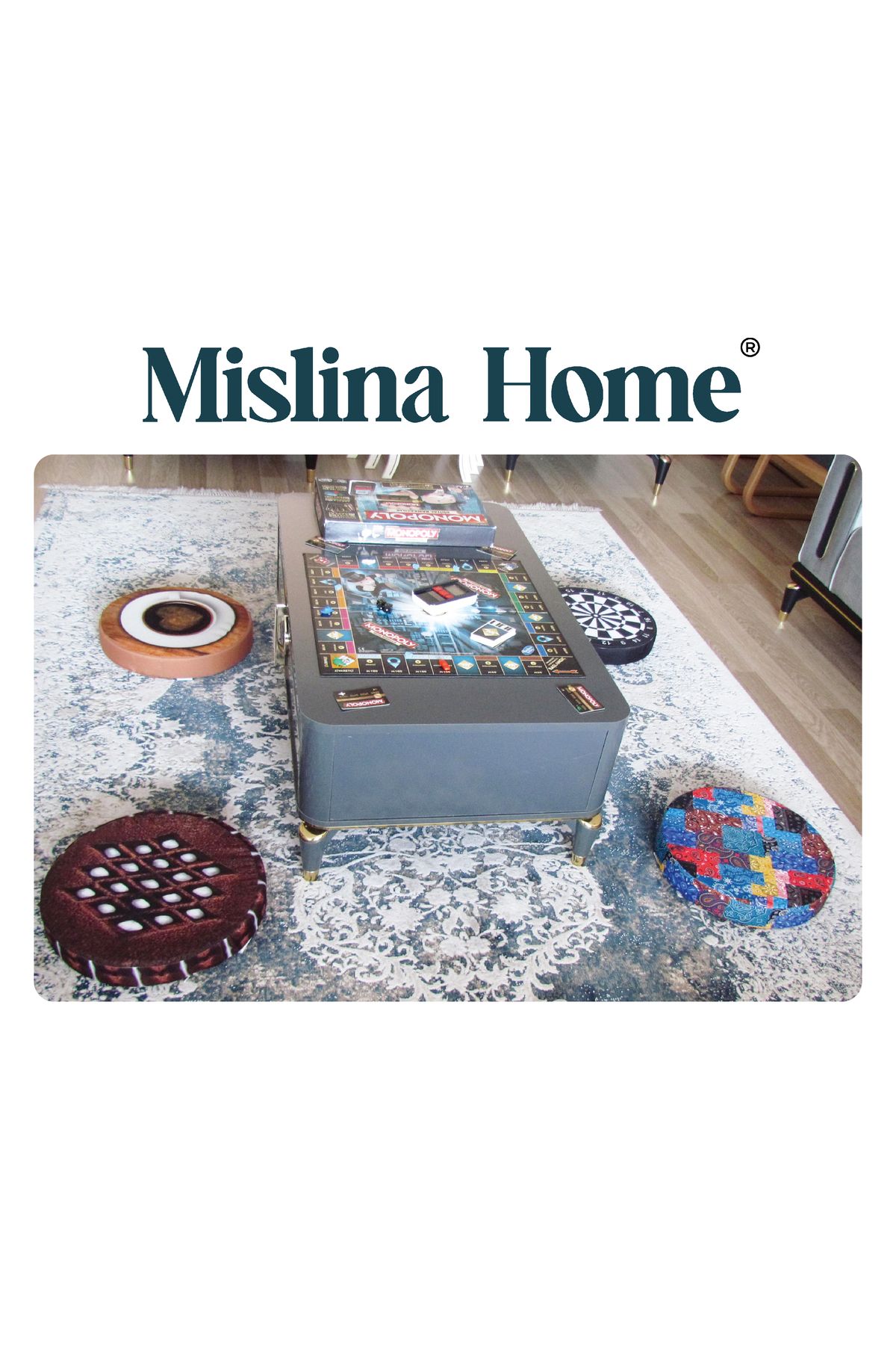 Mislina Home-Classic Printed Black and White Dart Patterned Sitting Cushion 2