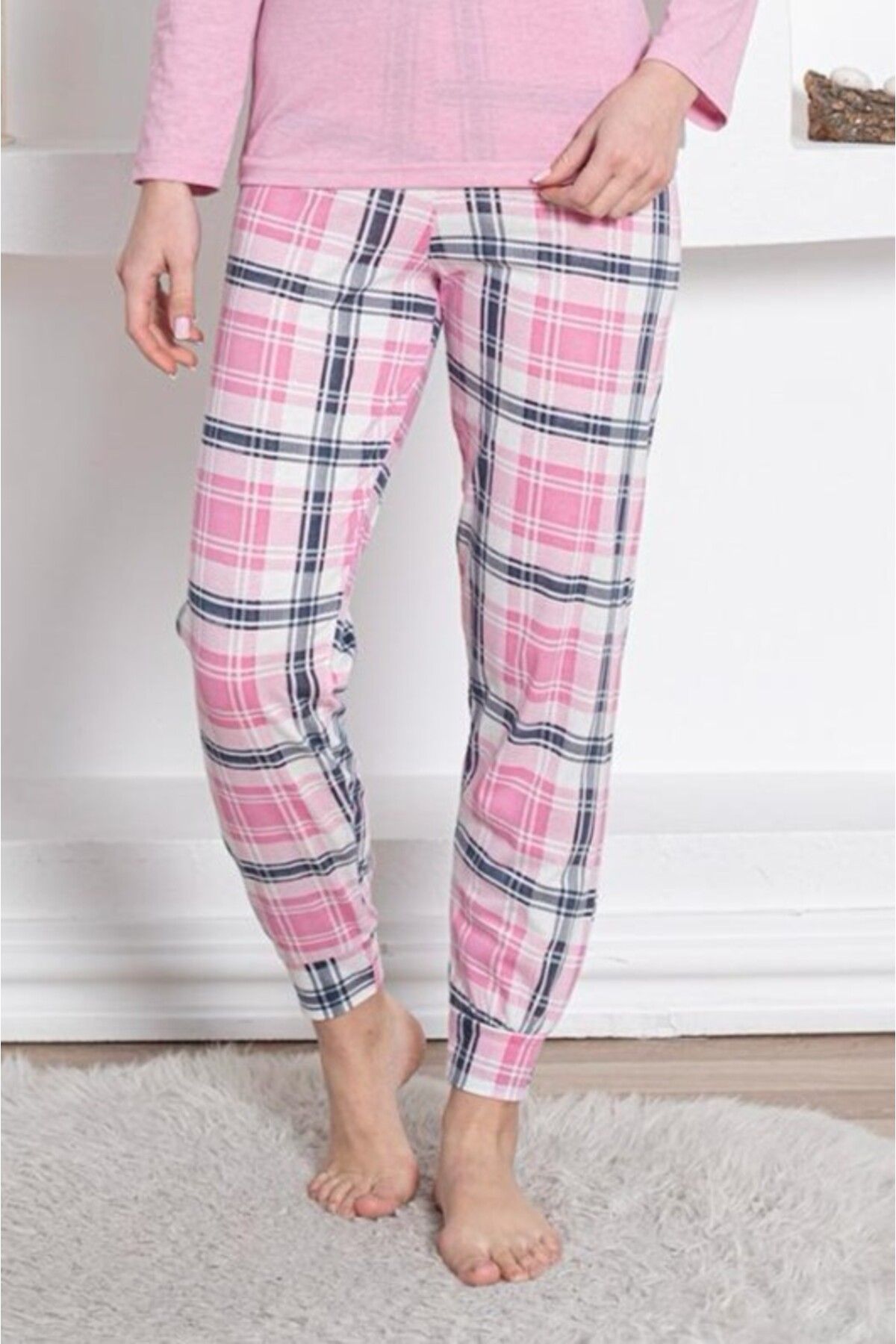 Farya Home-Set de pijamale Dreamy din bumbac, cu mânecă lungă, cu model, cu picioare cu manșete 3