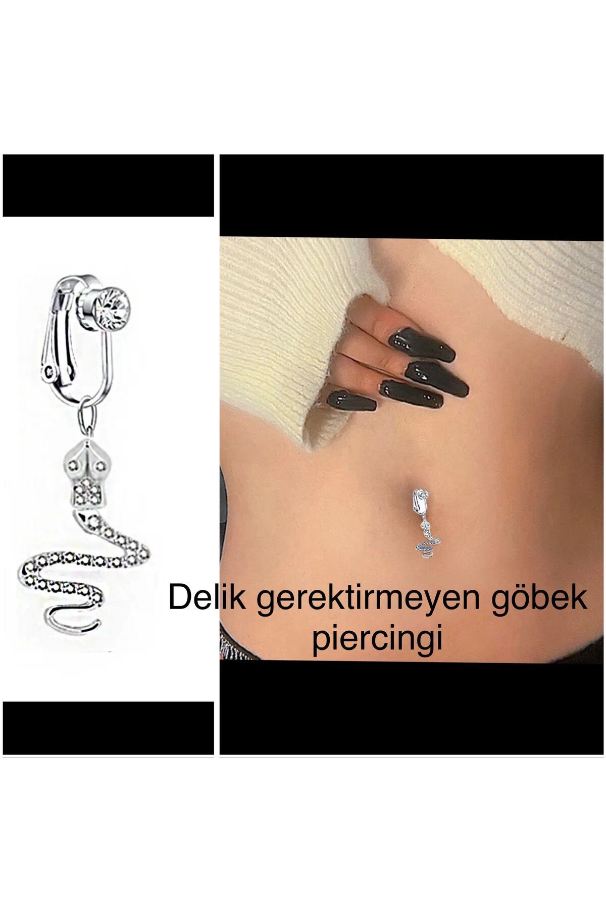 Klipsli Fake Delik Gerektirmeyen Göbek Piercingi