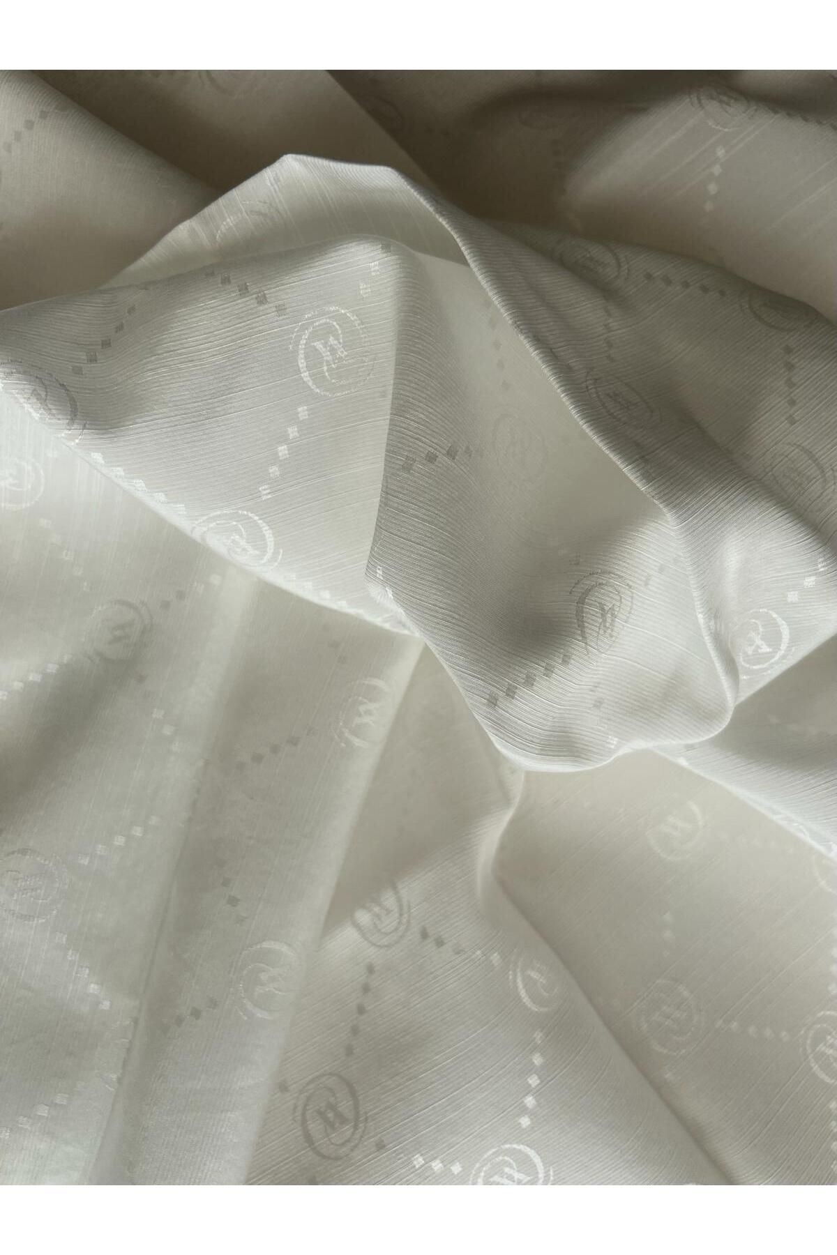 Vakko روسری مونوگرام ابریشم پنبه 3001126-beyaz
