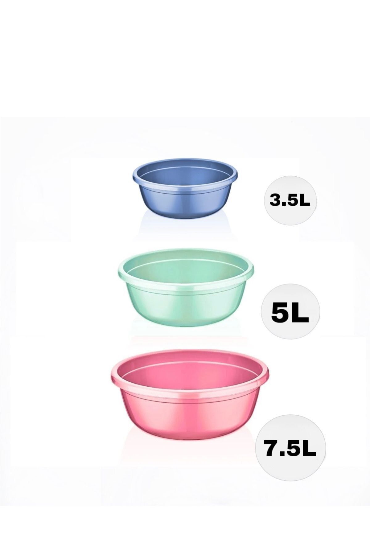 TAKYAKA-3-Piece Colorful Dough Basin Set Without Lid 3.5 LT- 5 LT- 7.5 LT 1