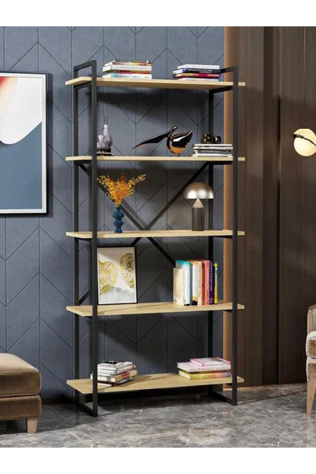 Luxury 5 Katlı Kitaplık Aksesuar Rafı Kütüphane Rafı