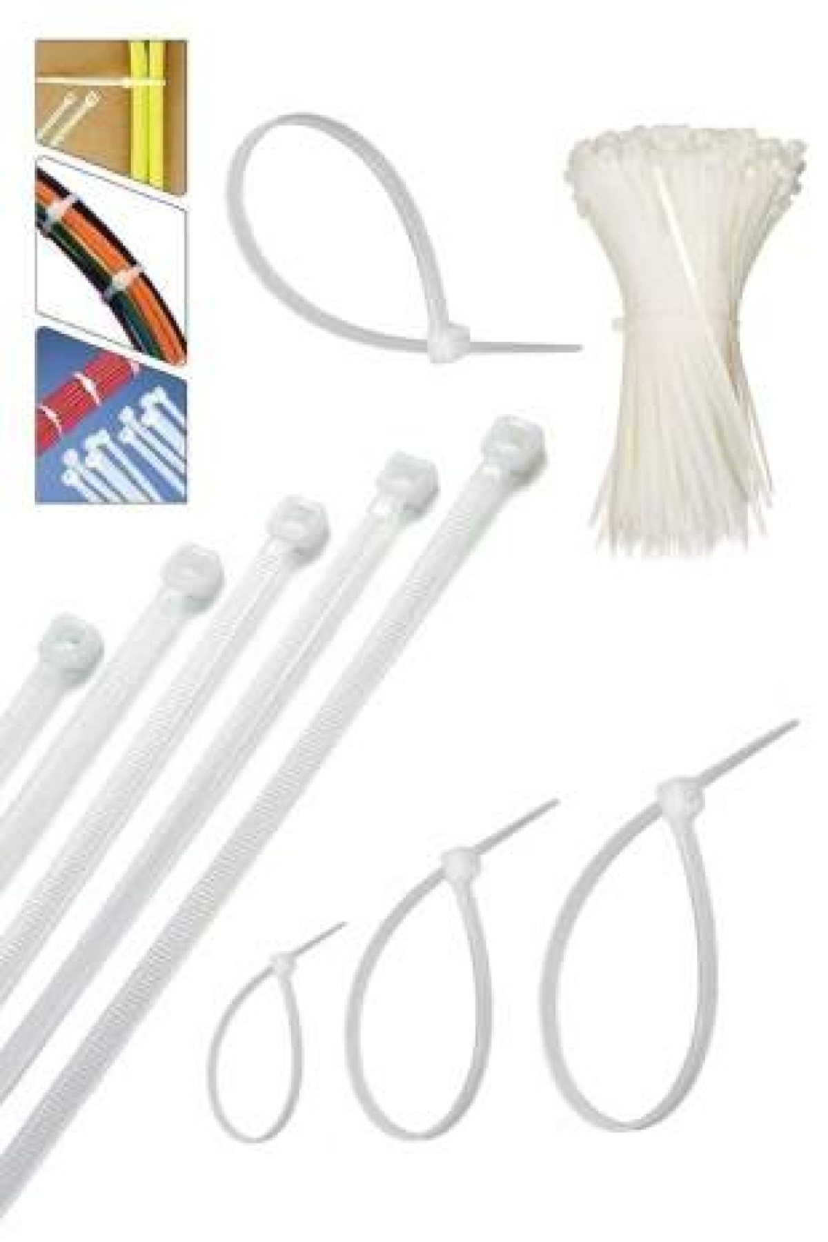 KozmoParti TAYEM Beyaz Plastik Kelepçe (cırt Kelepçe) 2.5mm Uzunluk 10cm 100 Adet Kablo Klipsi