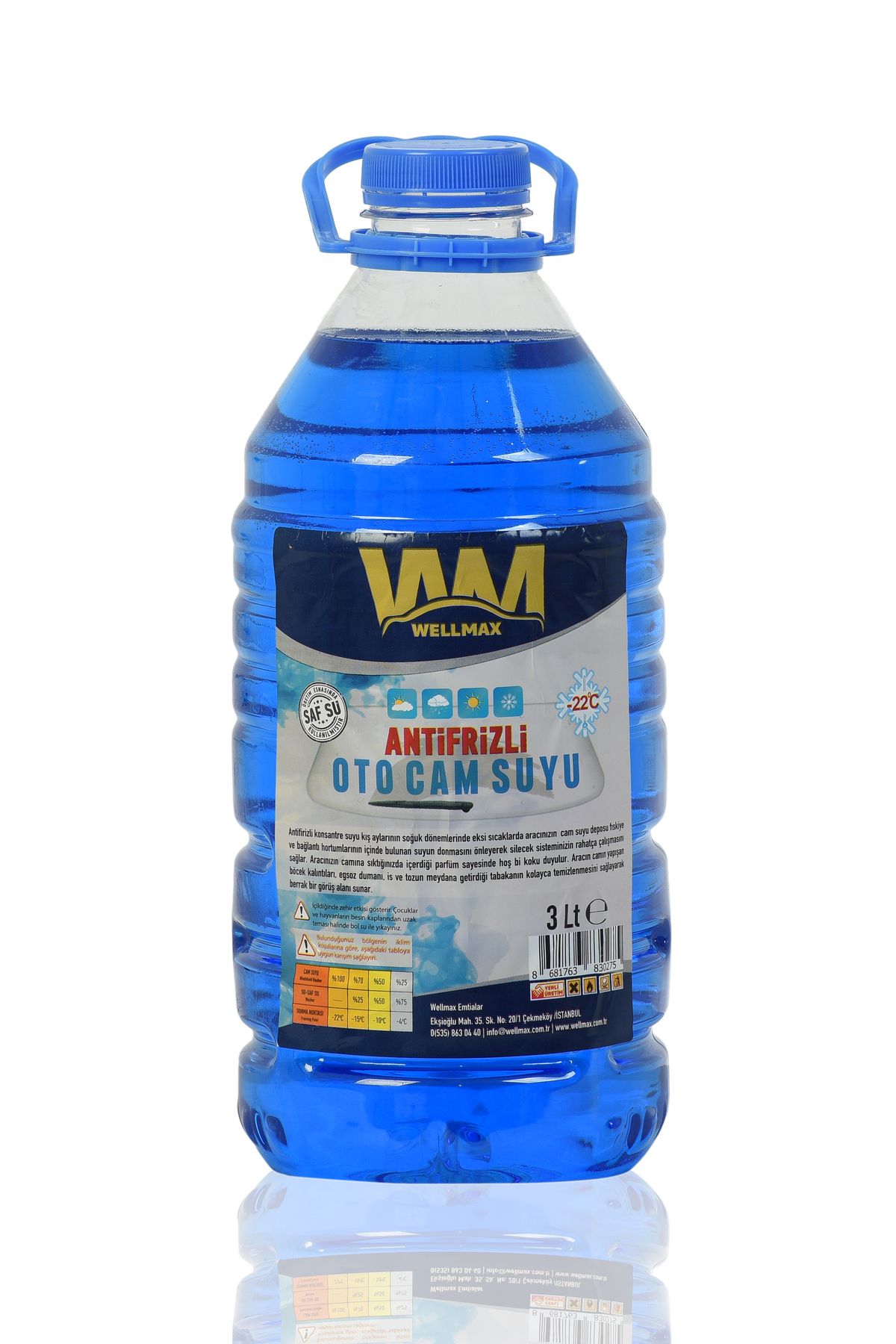Wellmax Antifrizli Oto Cam Suyu 3 Lt -22 Derece