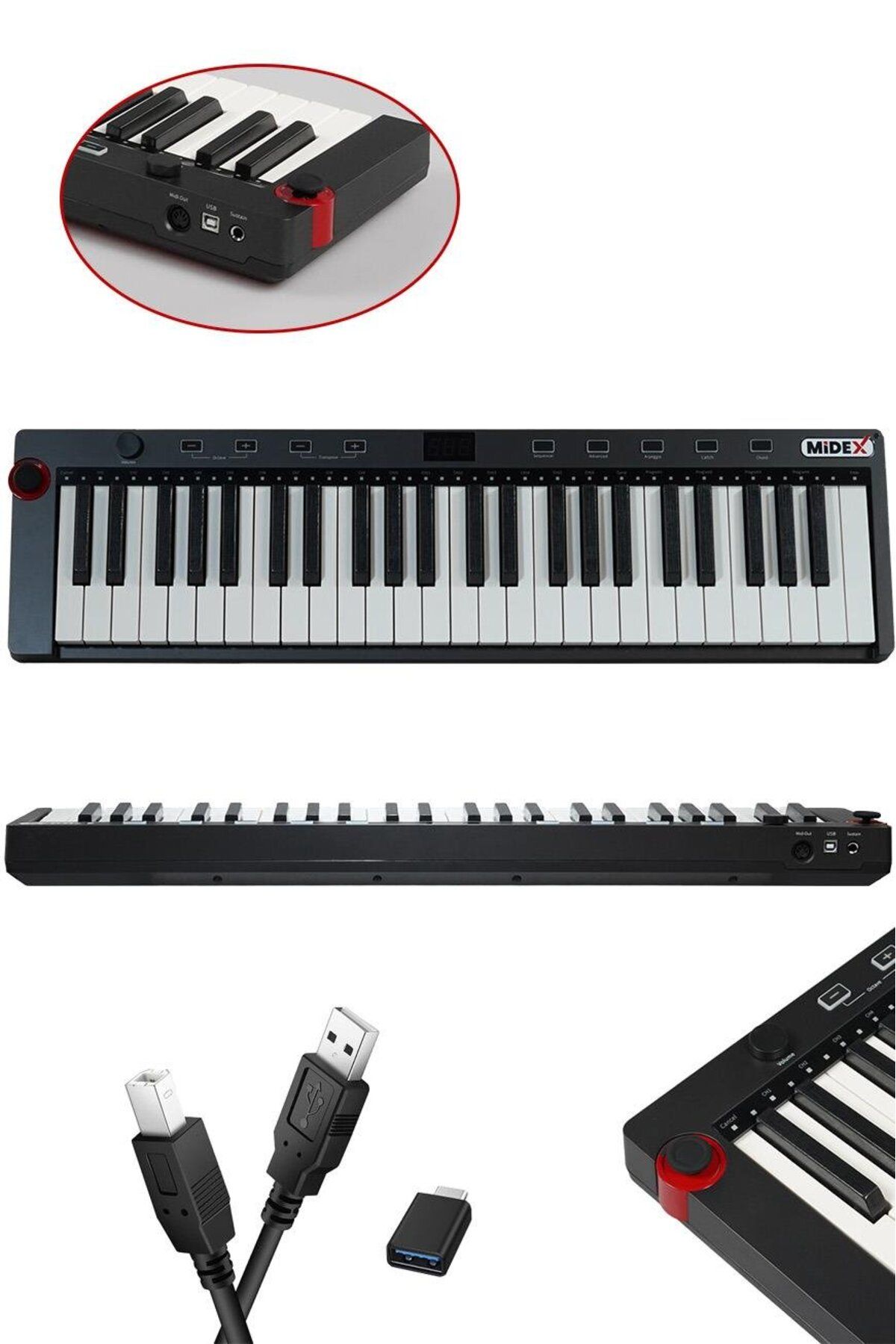 Midex-Md-499 Midi Keyboard - 49 Keys Sensitive 2
