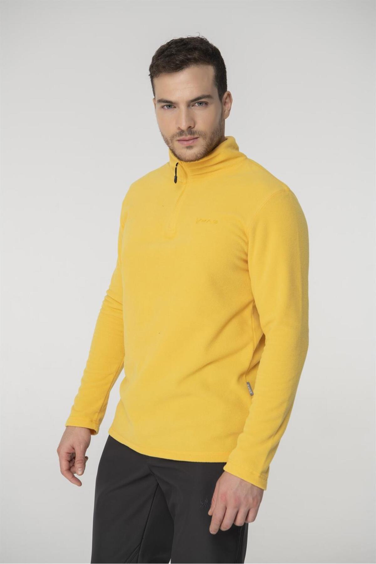 Purna Half Zipper Men's Fleece Sweatshirt Yellow