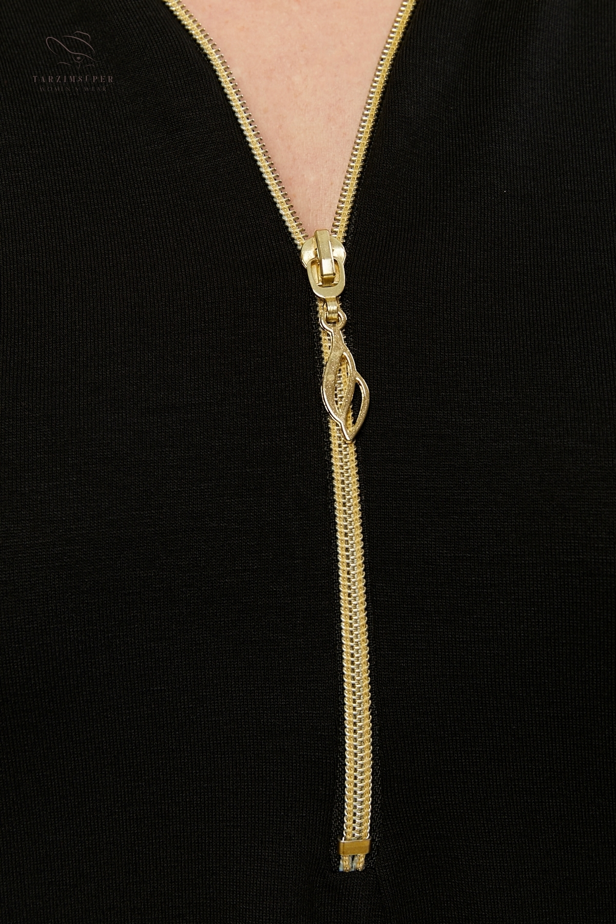 tarzımsüper  Büyük Beden Yeni Sezon Kapri Kol Bluz Fermuarlı Konfor Modeli V Yaka 4 Mevsim Anne Günlük Şık Bluz - Görsel 7