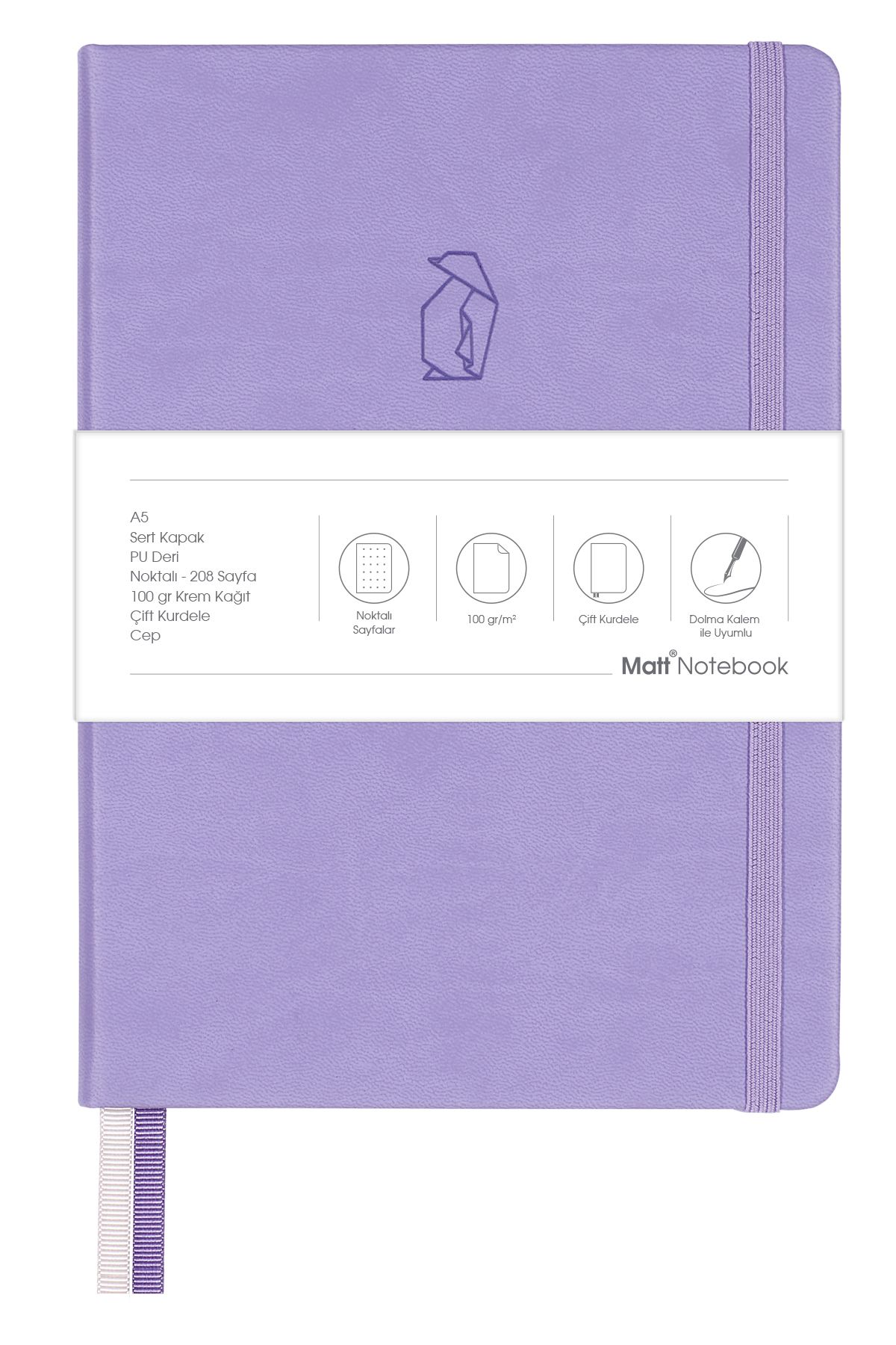 Matt Notebook-A5 Notebook Dotted Lilac 7