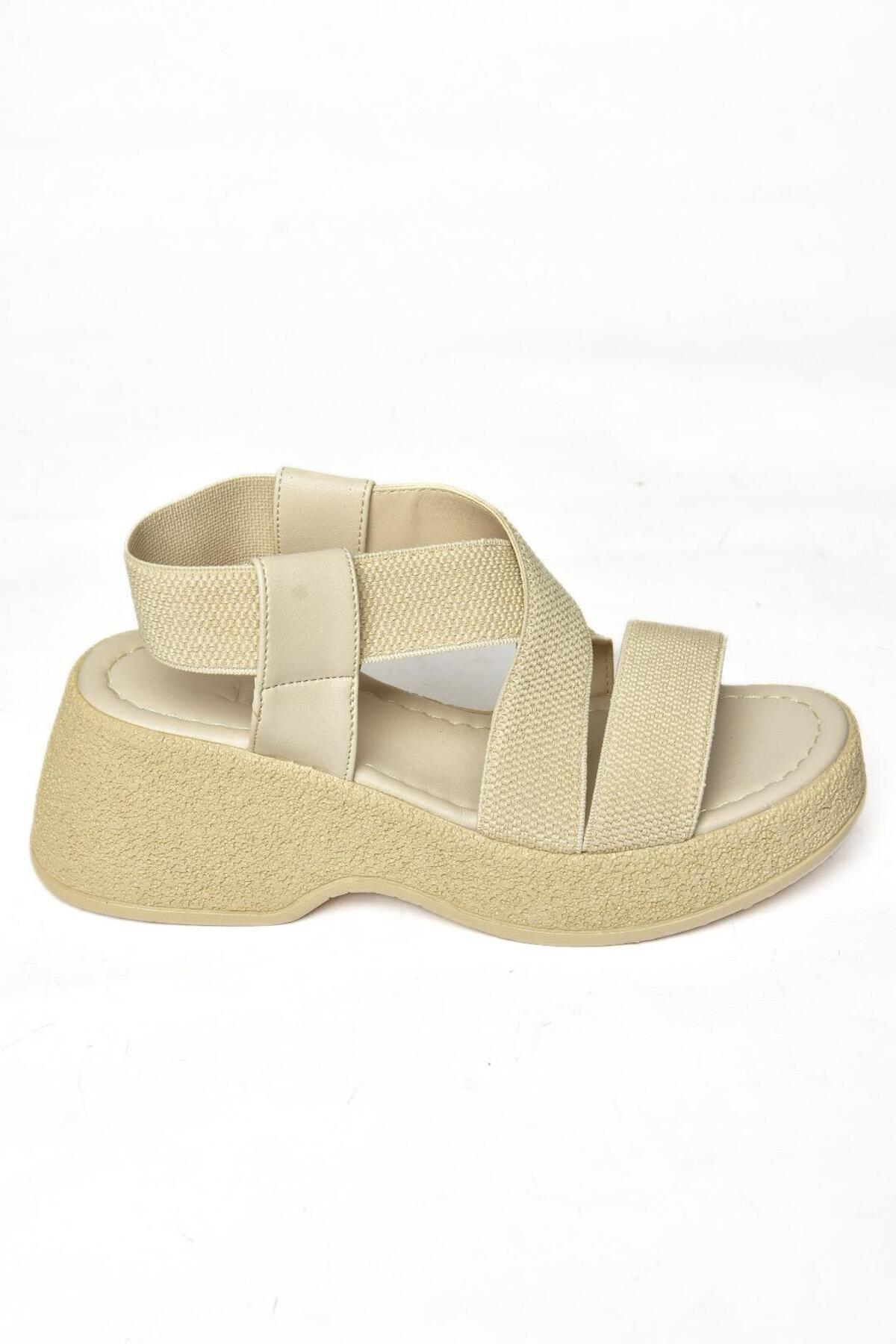 صندل زنانه بژ Fox Shoes | S9960480 اورجینال - تصویر 7