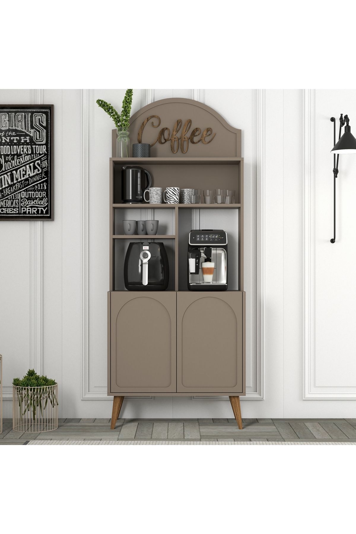 Lyon Kahve Köşesi Çok Amaçlı Dolap 80cm - Atlas / Ceviz