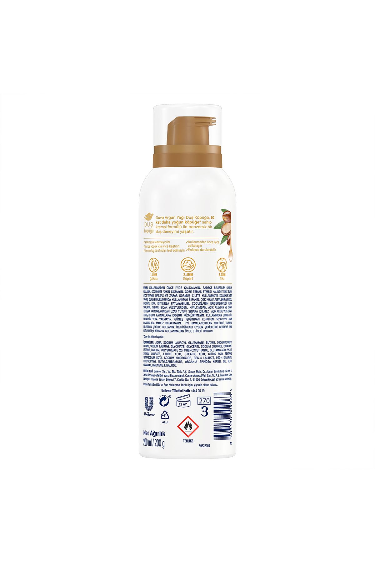 Dove-Foam Shower Gel Argan Oil Creamy Formula with 10 Layers of More Dense Foam 200 ml 7