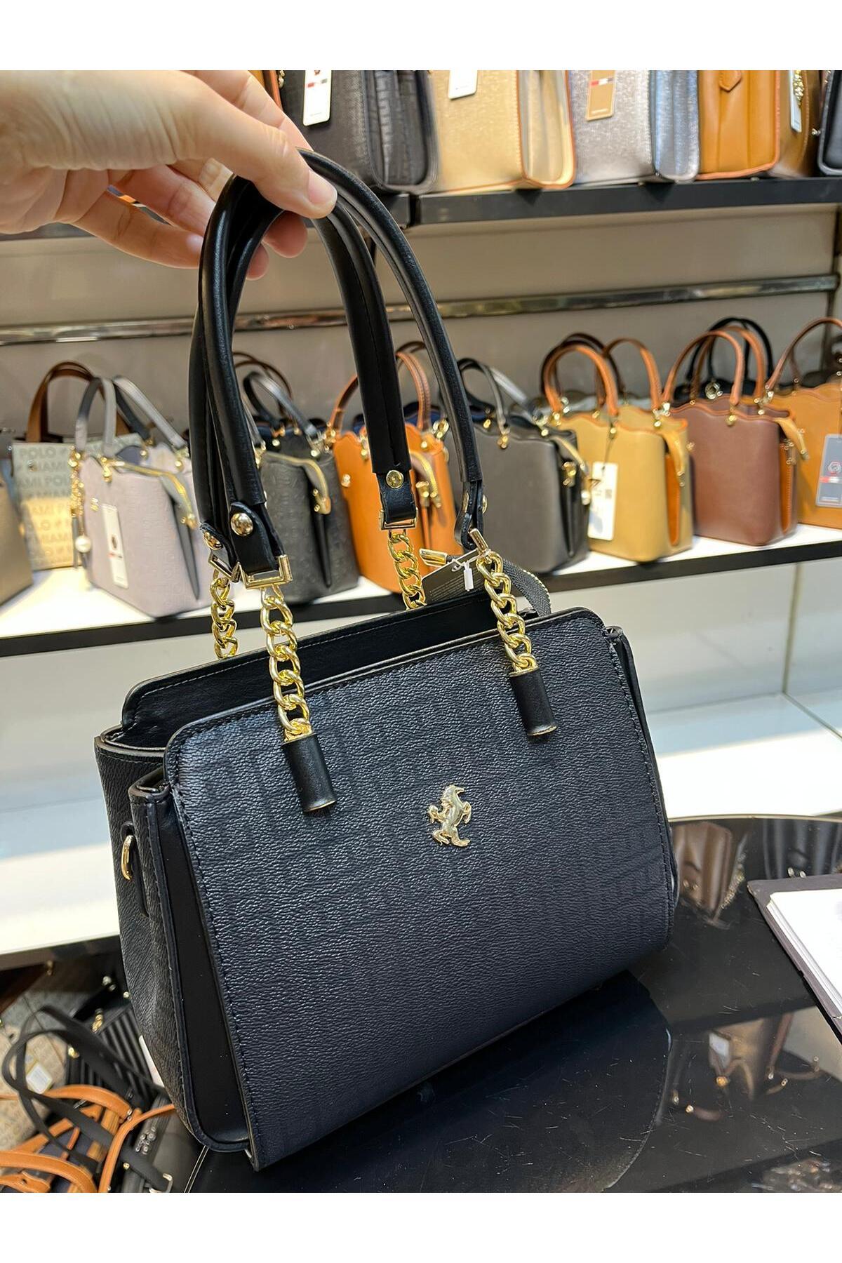 Miami Polo Club Gold Women's Shoulder Bag with Accessory Detail