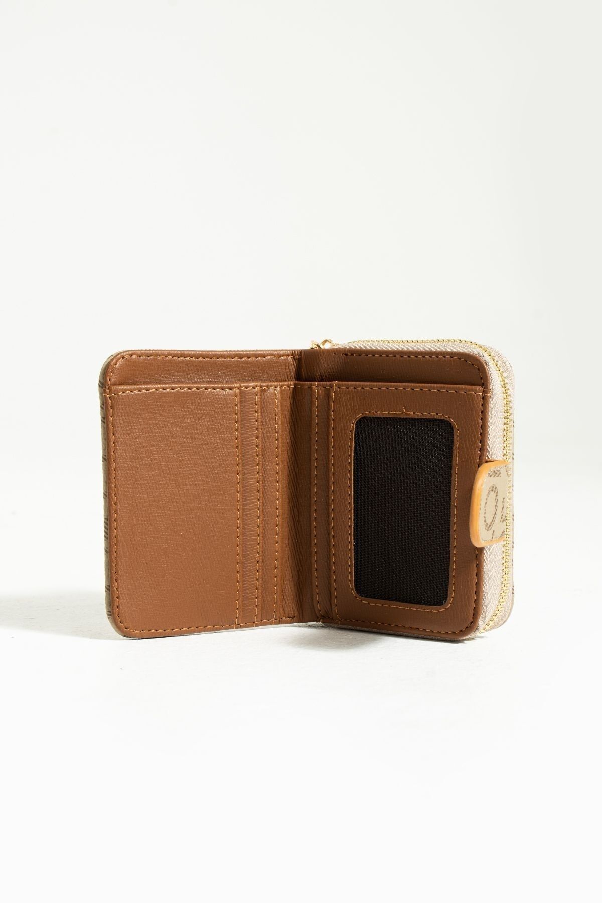 Polo Of Colors Mink Camel Color Imprint Faux Leather Medium Wallet