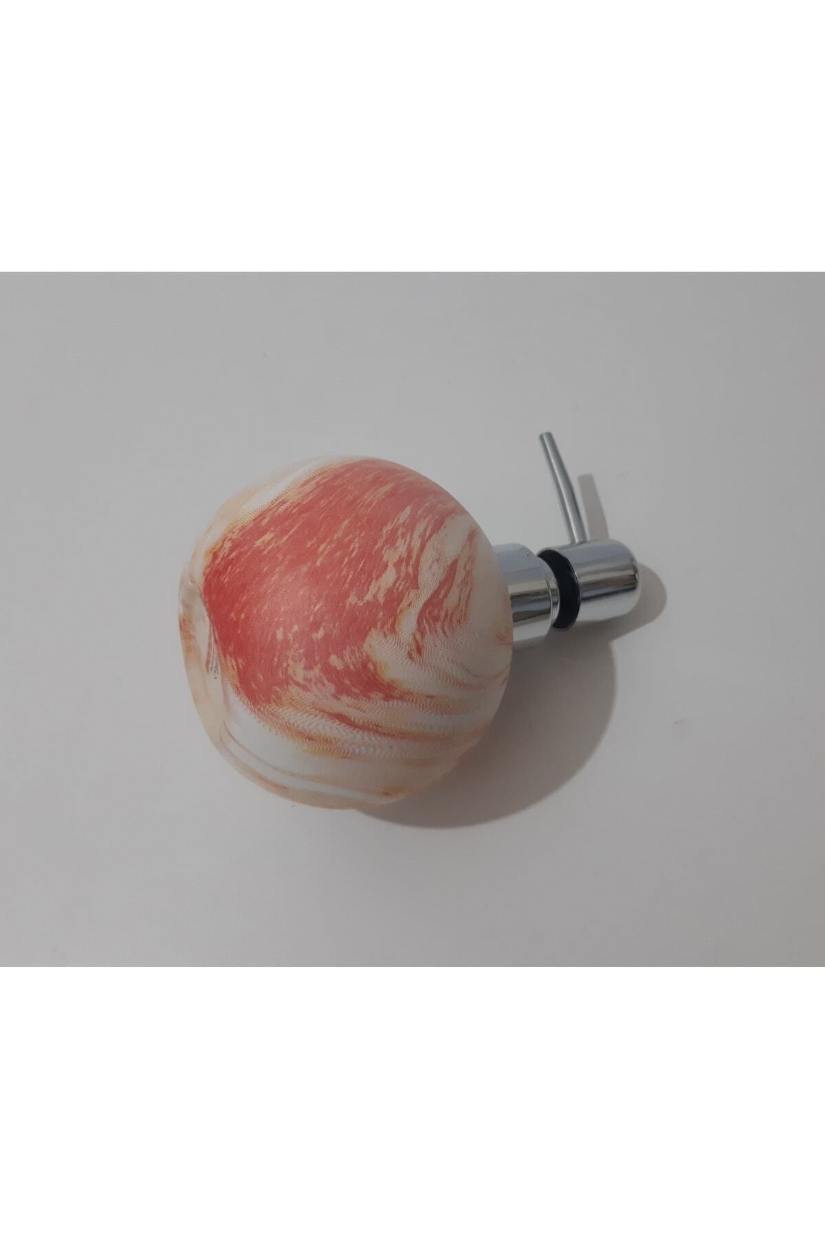 renkli çiçekler-Marble Patterned Porcelain Round Liquid Soap Dispenser 15 Cm 3