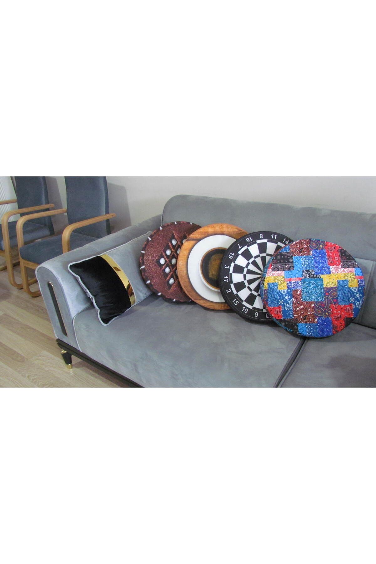 Mislina Home-Classic Printed Black and White Dart Patterned Sitting Cushion 5