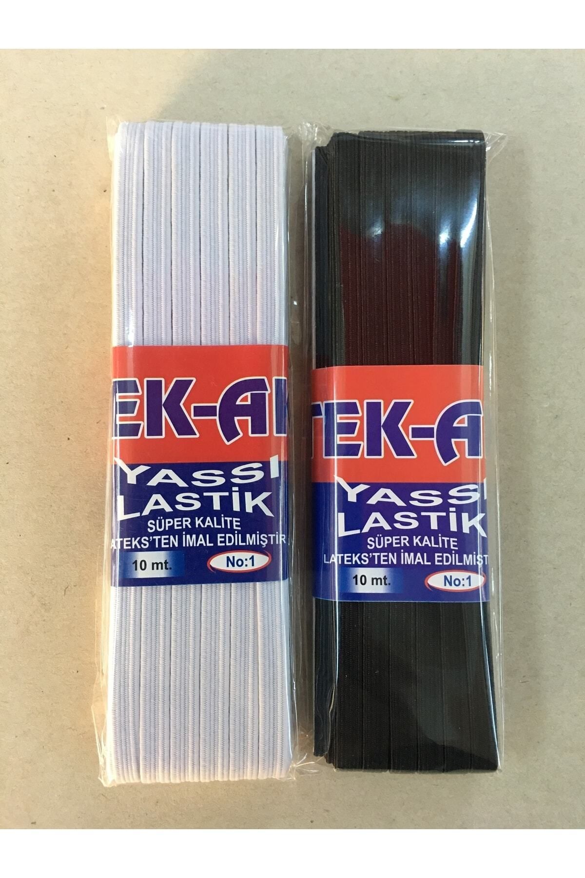 Beyaz Lastik Yassı No:1 - 10 Mt.( Beyaz+siyah ) 2 Yıl Overlok