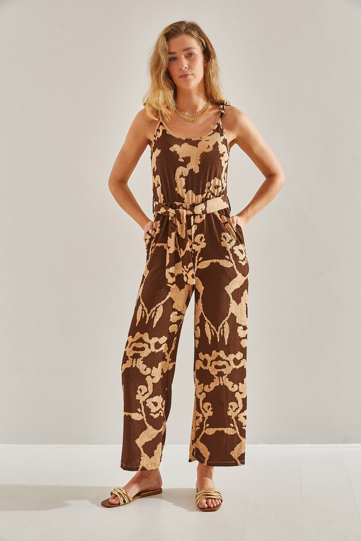 Bianco Lucci-Női kötélpántos mintás jumpsuit 3