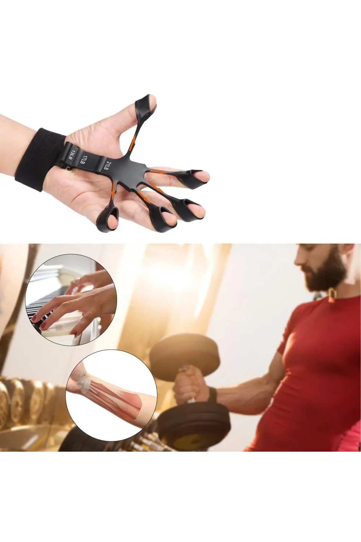 Genel Markalar Yeni Parmak Tutucu Parmak Güçlendirme Direnç Bandı Silikon Gitar Parmak Egzersiz 6 Seviye 1 adet