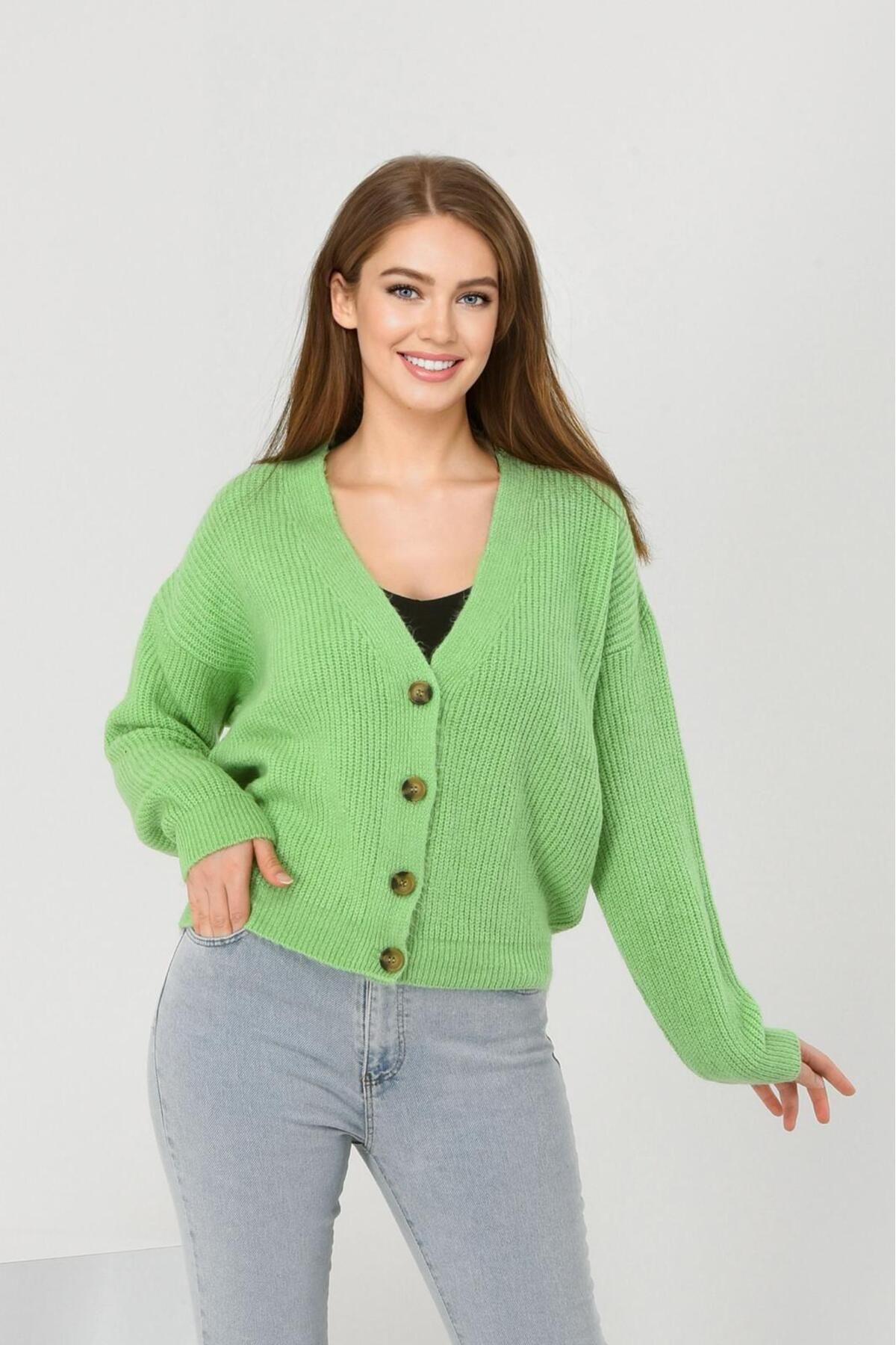 NOBLELOOK-Women's Oversize V-Neck Knitwear Cardigan 3