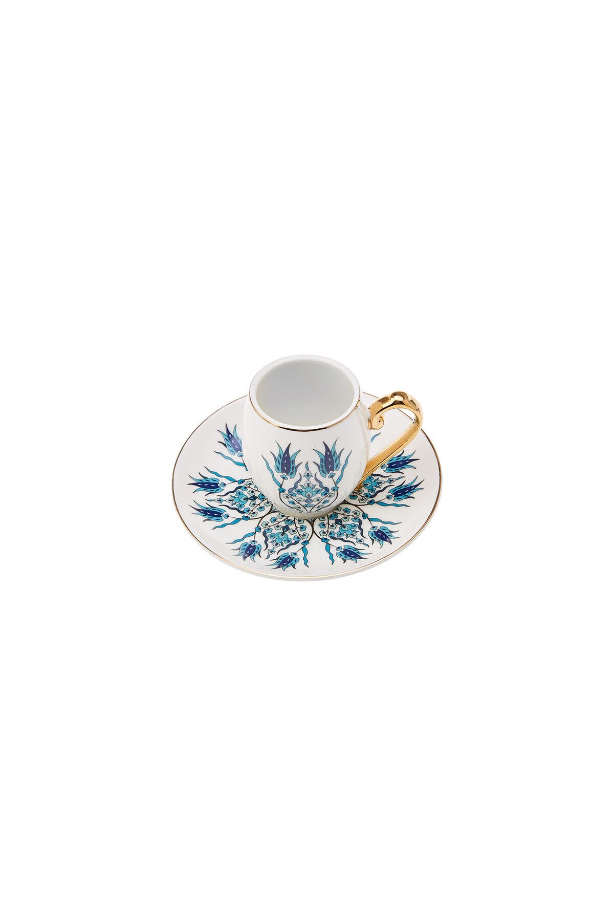 Karaca-Iznik Kaffeeservice für 6 Personen -12 teilig, Traditionelles türkisches Kaffeetassen-Set mit Unter 6