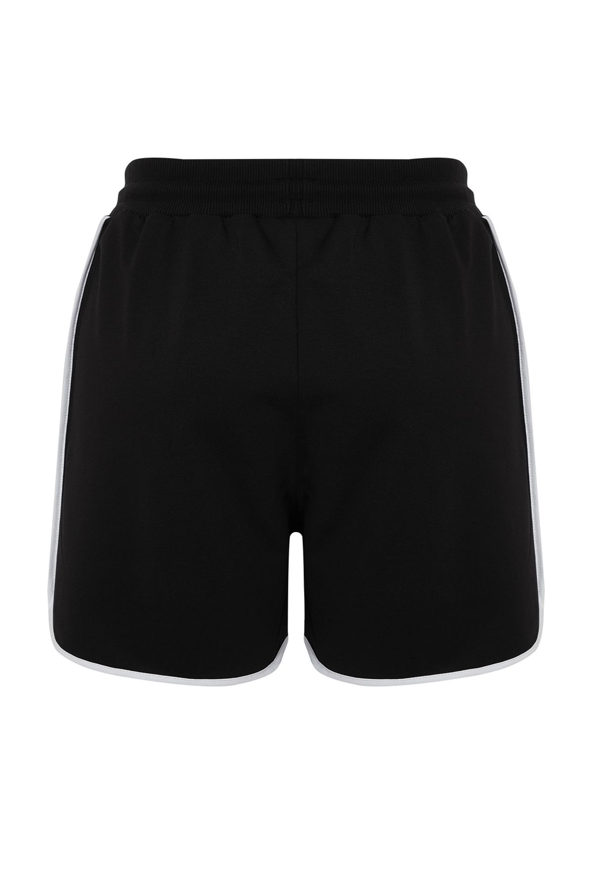 Trendyol Curve-Plus Size Black Knitted Shorts - Slogan Print with Piping Detail Tbbss24Ap00028 8