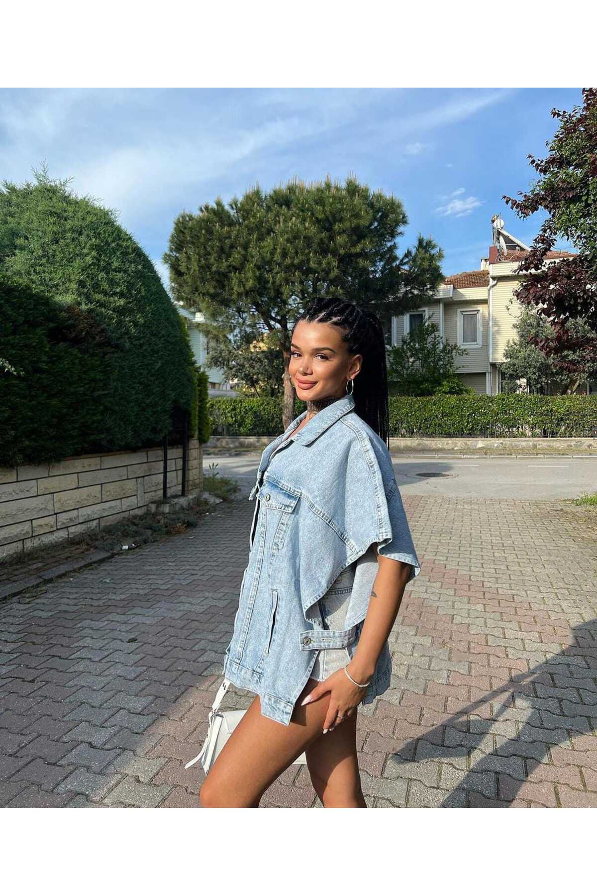 BelezaStore  KOT CEKET GİY ÇIK OVERSİZE YENİ SEZON DENİM PANÇO PREMIUM KALİTE SPOR - Görsel 7