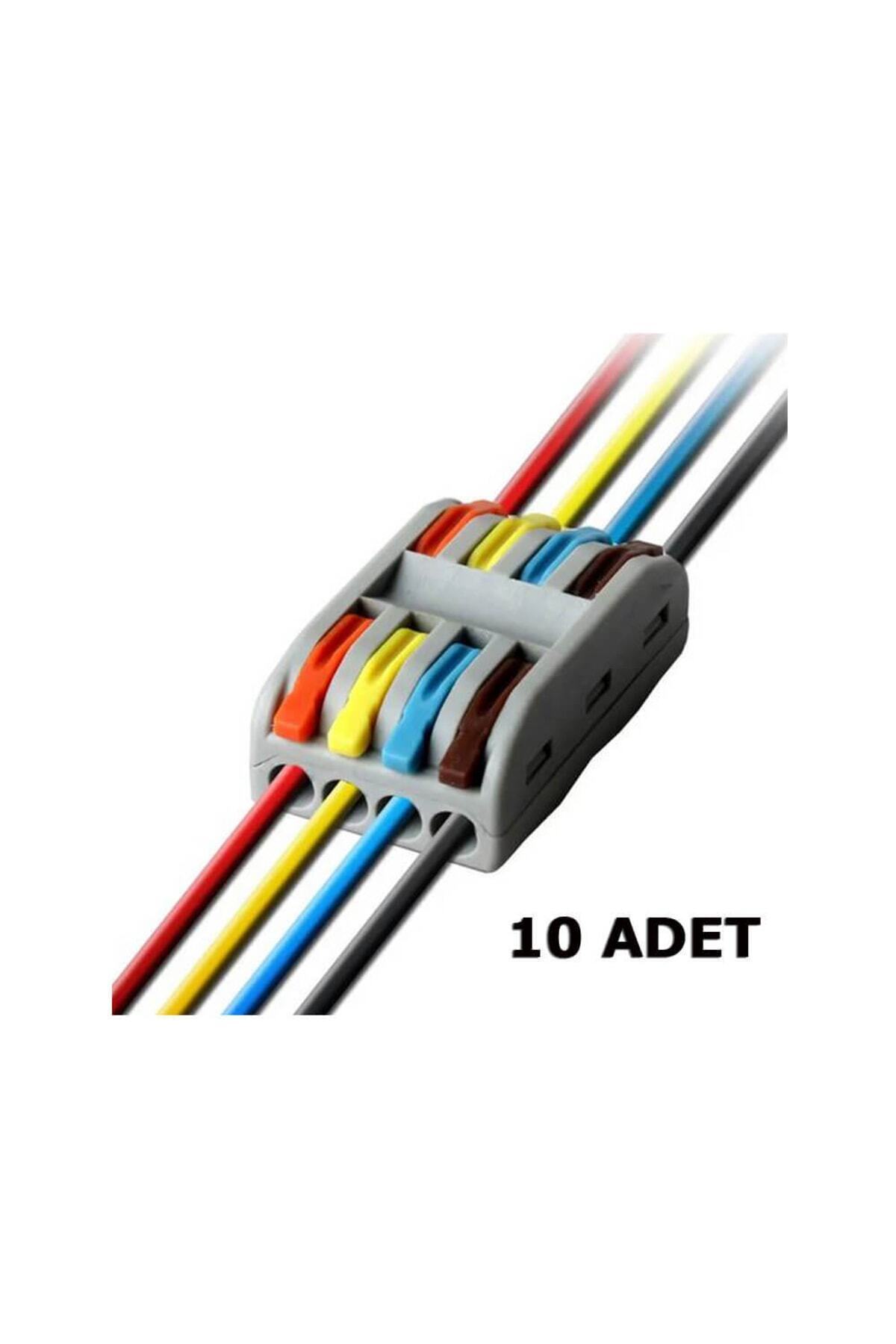 WOZLO Hızlı Kablo Ekleme Aparatı Konnektör - 4 Dörtlü Kolay Kablo Birleştirici Klemens - 10 Adet