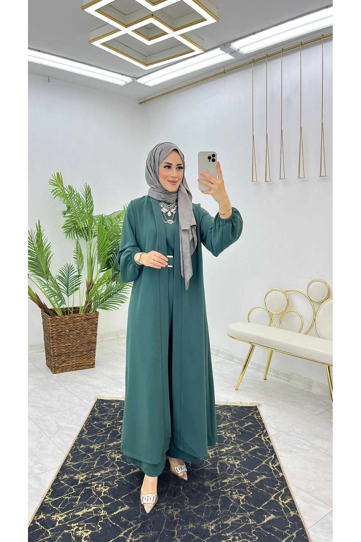 FIRSTESLEM-Premium First Class - Double Sided Dubai Crepe Abaya and Jumpsuit Set 2