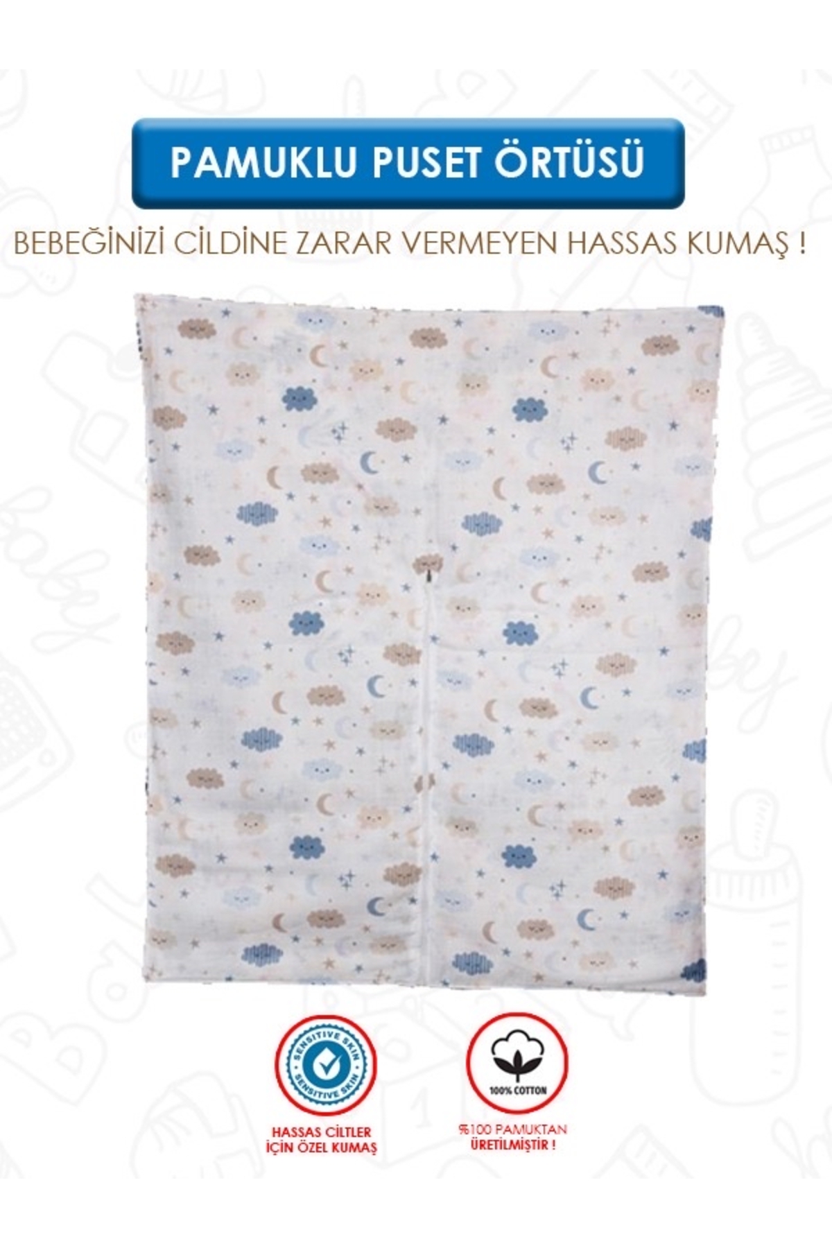 Genel Markalar Puset Örtüsü,müslin Puset Örtüsü,müslin Kumaş Fermuarlı Puset Örtüsü,emzirme Örtüsü fotoğrafı 3 (önizleme)